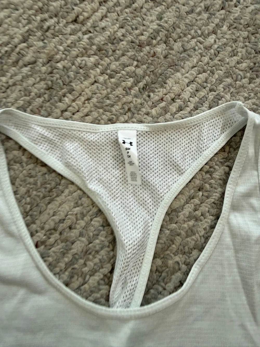 Under Armour White Racerback Tank Top Small Athleisure Gym Workout Active - Picture 5 of 10